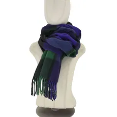 ユーズドフルギ USED古着 joshua ellis 3カラーブロックチェック カシミアマフラー 大判 レディース 表記無 