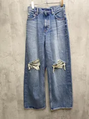 AZUL BY MOUSSY アズールバイマウジー ダメージワイドデニム パンツ sizeS/ブルー ■■レディース