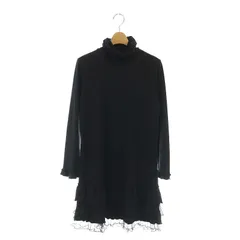 ピンクハウス PINK HOUSE ハイネック ティアード ワンピース 膝丈 長袖 フリル 黒 ブラック /MI ■OS