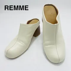 【良品】レメ REMME センターシーム ミュール 39 ホワイト 白 レザー 本革 チャンキーヒール スクエアトゥ スペイン製 サボ クロッグ 希少 24.5cm hws02510のサムネイル