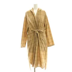 コムサイズム COMME CA ISM ウール混 チェック フード ワンピース 膝丈 長袖 9 ベージュ /MI ■OS