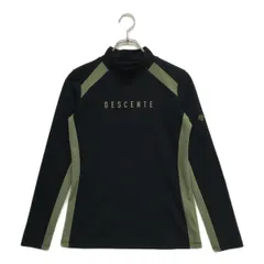 中古 レディース デサントゴルフ DESCENTE GOLF 長袖シャツ M 黒×カーキ ブラック 裏微起毛 モックネック
