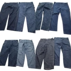 古着卸 まとめ売り ペインターデニム パンツ 8枚セット (メンズ 52 /44 /42 /40 ) ラングラー LEE ワーク インディゴブルー 中古 ND4951