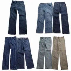 古着卸 まとめ売り Wrangler ラングラー デニム パンツ 7枚セット (メンズ 32 /31 ) ベージュ インディゴブルー 中古 古着 ND4978