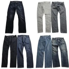 古着卸 まとめ売り ラルフローレン デニム パンツ 7枚セット (メンズ 34 /32 /31 ) インディゴブルー ホワイト フェード 中古 古着 ND4967