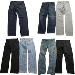 古着卸 まとめ売り ユーロ リーバイス デニム パンツ 7枚セット (メンズ 36 /38 /40 ) 501 521 ホワイト ブラック 中古 古着 ND5036