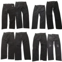 古着卸 まとめ売り リーバイス 505 ブラックデニム パンツ 8枚セット (メンズ 38 /36 ) ペインティング アメカジ ストレート 中古 ND4997