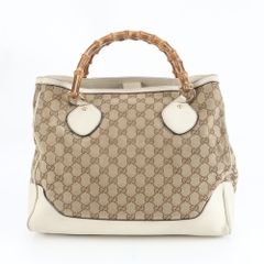美品 グッチ GGキャンバス バンブー ハンドバッグ 282317 レザー トート 本革 ブラウン 茶色 レディース ERM CY7-10【中古】