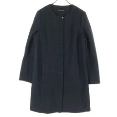 green label relaxing グリーンレーベルリラクシング 長袖 ノーカラーコート 38 ネイビー UNITED ARROWS ユナイテッドアローズ レディース 古着