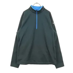 美品 NIKE GOLF ナイキゴルフ ワンポイントロゴ 長袖 ハーフジップ トラックジャケット XL グレー メンズ 古着