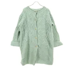 美品 bulle de savon ビュルデサボン 長袖 ノーカラー ニットコート F ブルー レディース 古着