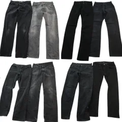 古着卸 まとめ売り Lee リー ブラックデニム パンツ 8枚セット (メンズ 30 /32 /33 /34 /36 ) グレー フェード スキニー 中古 古着 ND5043