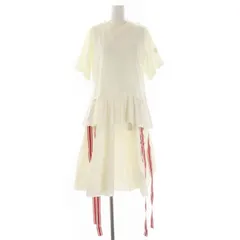 モンクレール MONCLER 21SS ABITO アビト 半袖 ワンピース ドッキング ロング 半袖 切替 国内正規 XS アイボリー 赤 白 /ES ■OS