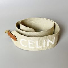 極美品 セリーヌ CELINE ジャカード ロングストラップ ベージュ - メルカリ