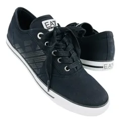 新品未使用★EMPORIO ARMANI★エンポリオアルマーニ・メンズ ブランドアイコンイーグルデザイン エンボス加工ブランドロゴ キャンバス スニーカー (7/25㎝相当) ブランド メンズスニーカー カジュアルシューズ 靴 冬物 ブラック