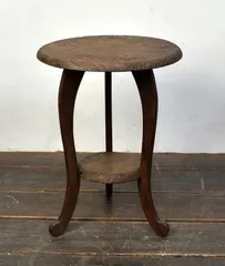 【蔵A5963】伝統工芸軽井沢彫　花尽くし　彫刻　サイドテーブル