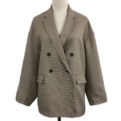 フリークスストア FREAKS STORE ジャケット テーラード ダブル 千鳥格子 長袖 M 茶 ベージュ ブラウン