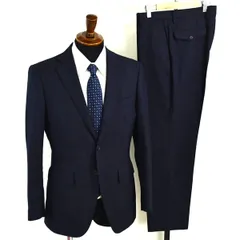 オリヒカ 段返り 3つボタン シングルスーツ M A5 ダークネイビー ノータック 袖口4つ釦 開き見せ SF2D1968 夏物 春夏 薄手 6XA033 【送料無料】【中古】【メンズビジネス】202601