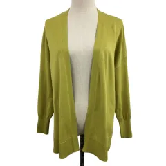 ドレスキップ DRESKIP カーディガン ニット 前開き トッパー 無地 スリット 長袖 F 黄緑 イエローグリーン