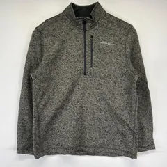 古着 エディー・バウアー Eddie Bauer ニット ベターセータータイプ ハーフジップ アウトドア ワンポイントロゴ刺繍 L  グレー系 メンズ