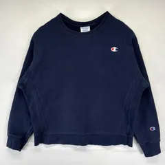 古着 チャンピオン Champion スウェット 大きいサイズ リバースウィーブ ワンポイントロゴ トレーナー 2XL  ネイビー レディース