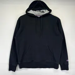 古着 チャンピオン Champion パーカー プルオーバー トレーナー フーディー ワンポイントロゴ刺繍デザイン スポーツ L  ブラック メンズ