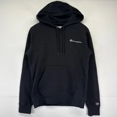 古着 チャンピオン Champion パーカー プルオーバー トレーナー フーディー ワンポイントロゴ刺繍 S  ブラック メンズ