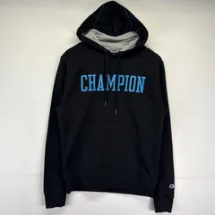 古着 チャンピオン Champion パーカー プルオーバー トレーナー フーディー ビッグロゴデザイン S  ブラック メンズ
