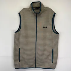 古着 エルエルビーン L.L.Bean ベスト 薄手 アウトドア フルジップ ワンポイントロゴ刺繍 パイピング M TALL  ベージュ系 メンズ