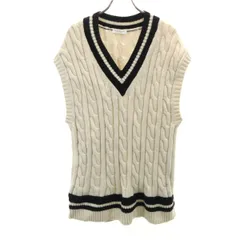 BEAUTY＆YOUTH UNITED ARROWS ビューティーアンドユース ユナイテッドアローズ Vネック チルデン ニットベスト アイボリー ケーブル レディース 古着