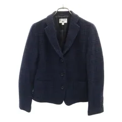美品 UNIQLO ユニクロ INES DE LAFRESSANGE イネス ド ラ フレサンジュ コラボ チェック柄 ツイード テーラードジャケット S ネイビー レディース 古着