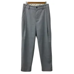 ヒューマンウーマン HUMAN WOMAN パンツ テーパード ロング タック ウエストゴム 無地 M グレー