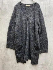 Samansa Mos2 サマンサモスモス ワンボタン ポケット付き ニット カーディガン sizeF/ネイビーｘ黒 ◆■レディース