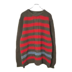 ケーブルニット ウールセーター ボーダー マルチカラー(メンズ L相当)中古 古着 X2402