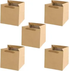 All Trust 紙袋 手提げ ケーキ ラッピング 新聞紙 回収袋 シフォンケーキ 5枚セット (ブラウン,  20cm)