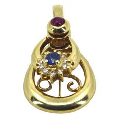 K18 サファイア・ルビー・ダイヤモンド付ペンダントトップ