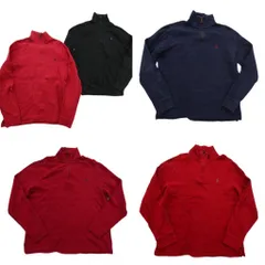 古着卸 まとめ売り ラルフローレン セーター 5枚セット (メンズ S /M ) レッド ブラック ハーフジップ 90’s 中古 古着 ND5295