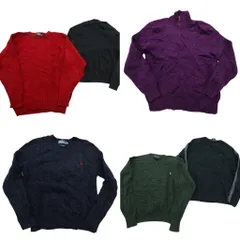 古着卸 まとめ売り ラルフローレン セーター 6枚セット (メンズ M /L ) 90s ポロジーンズ ハーフジップ 中古 古着 ND5288