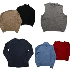 古着卸 まとめ売り ラルフローレン セーター 6枚セット (メンズ L ) ポロジーンズ ハーフボタン ベスト 中古 古着 ND5287