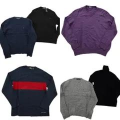 古着卸 まとめ売り ラルフローレン セーター 6枚セット (メンズ XL ) 90’s ポロジーンズ タートルネック ライン 中古 古着 ND5285