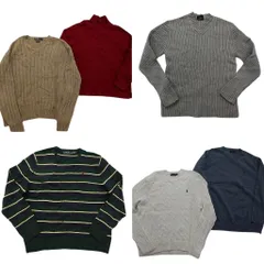 古着卸 まとめ売り ラルフローレン セーター 6枚セット (メンズ XL ) ポロジーンズ 90’s ボーダー リブニット 中古 古着 ND5283