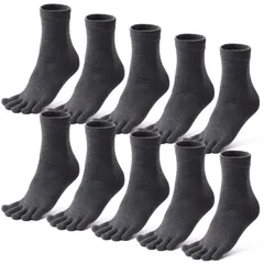 [革ICHI] 5本指ソックス メンズ ビジネス 靴下 5本指靴下 男性 蒸れない 通気性 10足セット (グレー) [グレー] [Free Size]