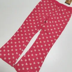 298 120cm 裏起毛ハート柄長パンツ　未使用品　ピンク