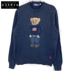 POLO RALPH LAUREN ポロ ラルフローレン 【国内正規】ポロベア 星条旗 コットンリネン クルーネック ニットセーター/ M
