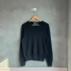 ポロ ラルフローレン ピマコットン Vネック ニット ブラック