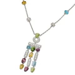 送料無料・返品可♪ブルガリ アレグラ マルチカラー ダイヤ ネックレス K18WG 新品仕上げ済み♪【中古】