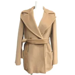 マックスマーラ MAX MARA 銀タグ ウール ベルテッド チェスターコート ダブル 38 ブラウン キャメル IBO88