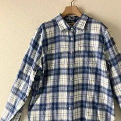 L.L.Bean フランネルチェックシャツ L ブルー系 コットン100%