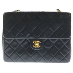 CHANEL (シャネル) ミニマトラッセ シングルフラップ シングルチェーン ブラック ラムスキン ゴールド金具 A01163