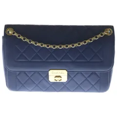 CHANEL (シャネル) マトラッセ ココマーク チェーンショルダーバッグ ブルー ラムスキン ゴールド金具